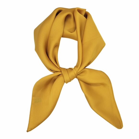 ⭐New Elegant Bandana Silky Square Scarf Mustard Yellow Hiyab Neckerchief Shawl - Picture 4 of 7